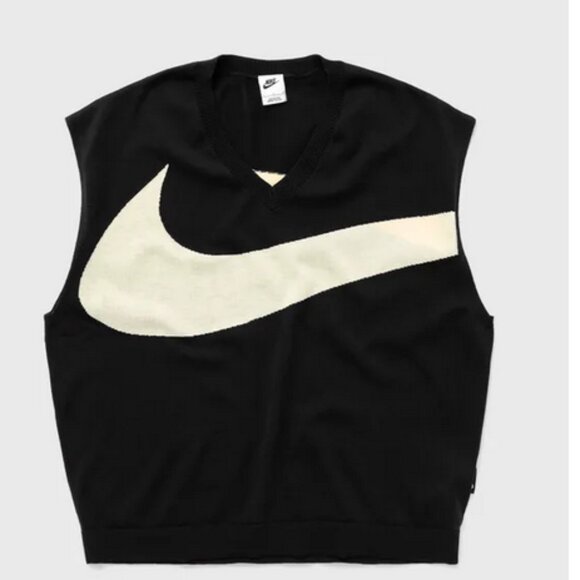 Nike Swoosh Sweater Vest Men’s XXL Black With Cream Swoosh FD2873-010 - Picture 1 of 6
